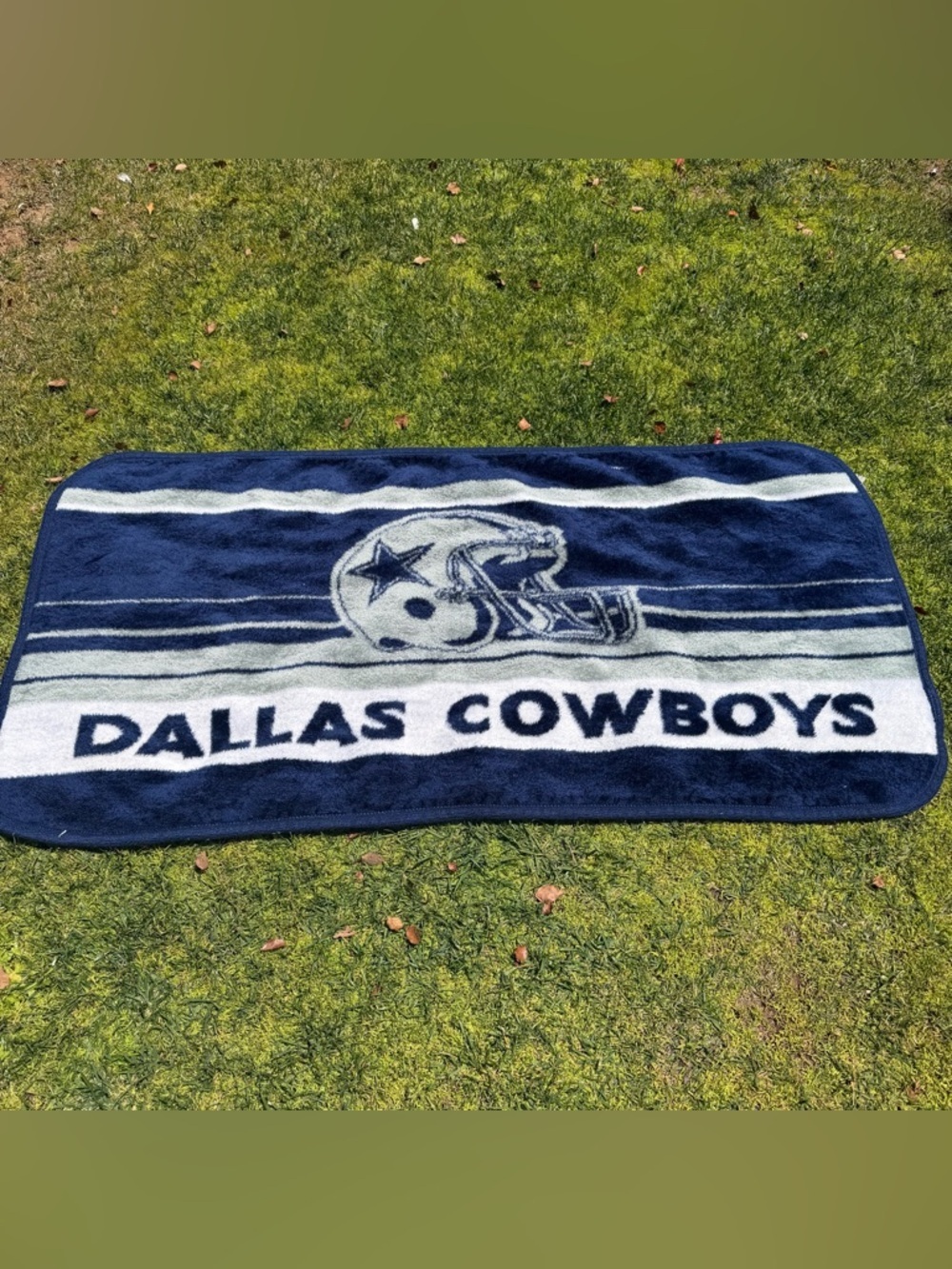 VTG San Marcos Dallas Cowboys Plush Lap Stadium Blanket Blue Silver 32x64 GUC